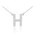 14k White Gold Letter "H" Diamond Initial Necklace