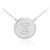 Letter "I" disc necklace with diamonds in 14k white gold.