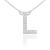 14k White Gold Letter "L" Diamond Initial Necklace