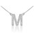 14k White Gold Letter "M" Diamond Initial Monogram Necklace