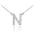 14k White Gold Letter "N" Diamond Initial Monogram Necklace
