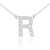 14k White Gold Letter "R" Diamond Initial Necklace