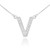 14k White Gold Letter "V" Diamond Initial Necklace