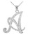 14k White Gold Letter Script "A" Diamond Initial Pendant Necklace