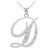 14k White Gold Letter Script "D" Diamond Initial Pendant Necklace