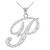 14k White Gold Letter Script "P" Diamond Initial Pendant Necklace