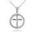 925 Sterling Silver Cross with CZ Circle Rope Pendant Necklace