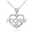 925 Sterling Silver I Love Hockey Open Heart CZ Necklace