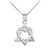 925 Sterling Silver Star of David Heart Medium Pendant Necklace