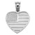 American Flag Heart Silver Charm Pendant Necklace