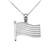 American Flag Silver Charm Pendant Necklace
