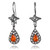 Black Silver Teardrop Garnet CZ Earrings