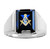 Freemason Blue CZ Square & Compass Silver Masonic Mens Ring