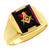 Freemason Red Stone Square & Compass Gold Masonic Mens Ring