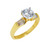 Gold CZ Engagement Ring with Baguette Sidestones