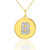 Letter "B" disc pendant necklace with diamonds in 10k or 14k yellow gold.