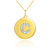 Letter "C" disc pendant necklace with diamonds in 10k or 14k yellow gold.