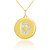 Letter "D" disc pendant necklace with diamonds in 10k or 14k yellow gold.