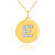 Letter "E" disc pendant necklace with diamonds in 10k or 14k yellow gold.