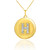 Letter "H" disc pendant necklace with diamonds in 10k or 14k yellow gold.