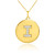 Letter "I" disc pendant necklace with diamonds in 10k or 14k yellow gold.