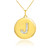 Letter "J" disc pendant necklace with diamonds in 10k or 14k yellow gold.