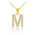 Gold Letter "M" Initial Diamond Monogram Pendant Necklace