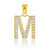 Gold Letter "M" Initial Diamond Monogram Pendant Necklace