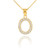 Gold Letter "O" Diamond Initial Pendant Necklace