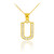 Gold Letter "U" Diamond Initial Pendant Necklace
