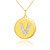 Gold Letter "V" Initial Diamond Disc Pendant Necklace