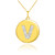 Gold Letter "V" Initial Diamond Disc Pendant Necklace
