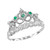 Green CZ White Gold Crown Ring