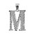 Initial M White Gold Charm Pendant