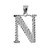 Initial N White Gold Charm Pendant