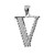 Initial V White Gold Charm Pendant