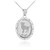 Polished White Gold Aries Zodiac Sign Oval Pendant Necklace