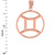 Polished Rose Gold Gemini Zodiac Sign Round Pendant Necklace