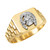 Gold Lucky Horseshoe Mens Rectangular Ring