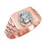 Rose Gold Lucky Horseshoe Mens Rectangular Ring