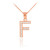 Rose Gold Letter "F" Diamond Initial Pendant Necklace