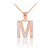 Rose Gold Letter "M" Initial Diamond Monogram Pendant Necklace