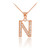 Rose Gold Letter "N" Initial Diamond Monogram Pendant Necklace