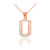 Rose Gold Letter "U" Diamond Initial Pendant Necklace