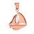 Polished Rose Gold Sail Boat Pendant Necklace