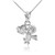 Silver CZ Studded Angel Cherub Charm Pendant Necklace