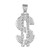 Sterling Silver Dollar Sign Diamond-cut Hip-Hop Pendant
