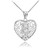 Silver Filigree Heart "B" Initial CZ Pendant Necklace