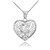 Silver Filigree Heart "C" Initial CZ Pendant Necklace