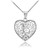 Silver Filigree Heart "L" Initial CZ Pendant Necklace